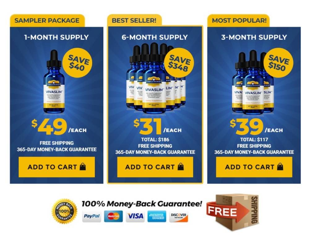 VivaSlim price packages showing different supply options for weight management support